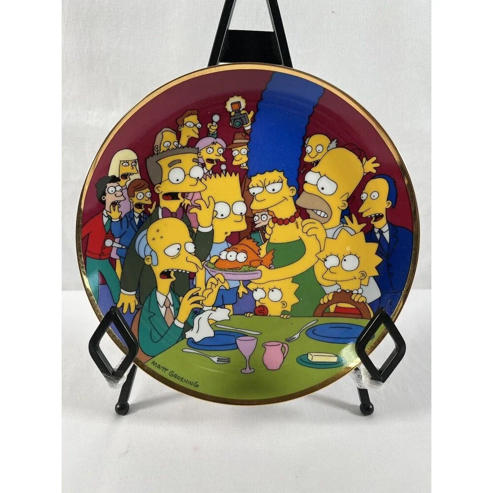 1992 Three Eyed Fish Simpsons Franklin Mint Collector Plate Gold Trim #129